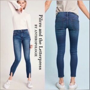 Pilcro And The Letterpress Mid Rise Skinny Ankle Jeans With Side Slits Size 31